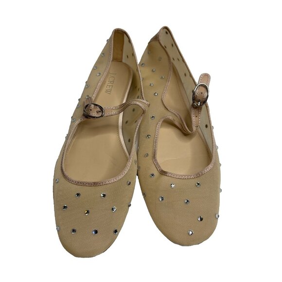 J.Crew Womens Mesh Rhinestone Mary Jane Flats Size 10 CD238 - Picture 1 of 13